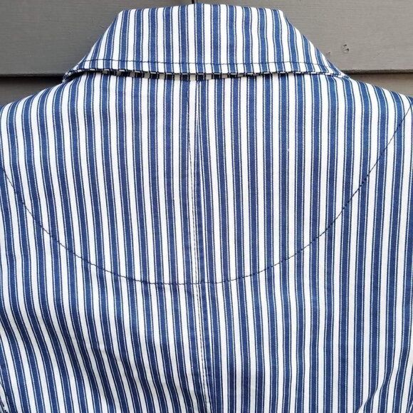 Tribal Blue and White Stripe Jacket w/Roll up Sleeves Size Medium - Picture 10 of 12